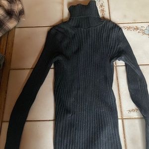 Black ribbed knit turtleneck
